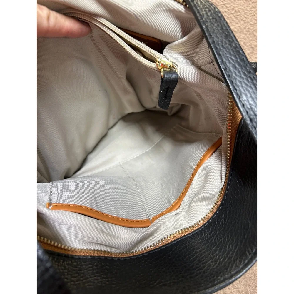 Valentina Italian Black Leather Convertible Backpack Shoulder Bag Gold Hardware